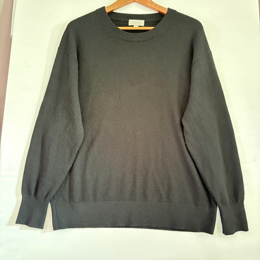 J.Crew Cashmere Crewneck Sweater Black Long‎ Sleeve Knit Pullover Womens Small